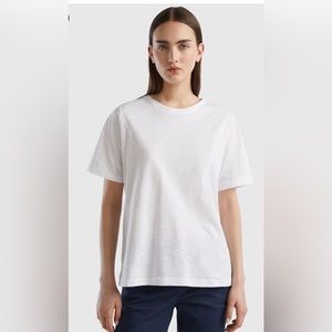 NEW UNITED COLORS OF BENETTON CREW NECK T-SHIRT IN SLUB COTTON size XS